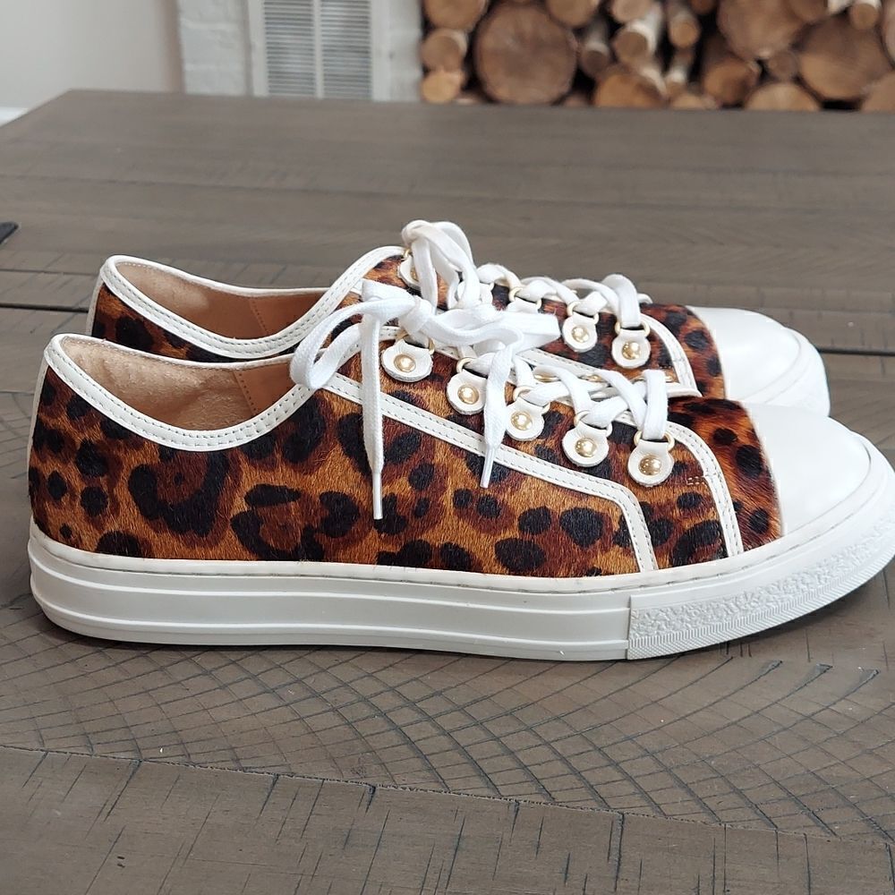 Anthro Luiza Barcelo Animal Print Calf Hair Sneakers Sz 9